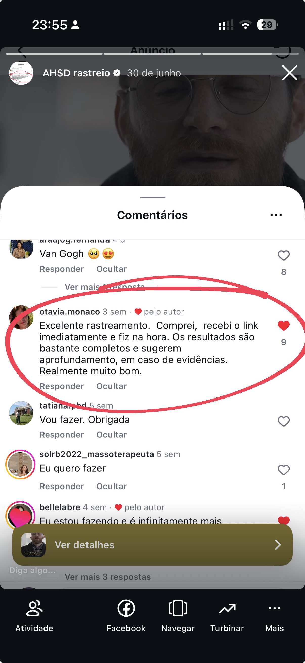 Comentário de otavia.monaco sobre o rastreio